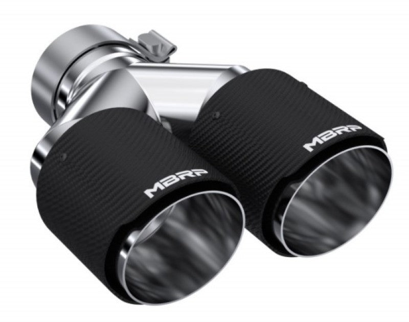 MBRP, Embout d'échappement MBRP 3in ID / Dual 4in OD Out Staggered L 9.37in / R 9.87in Dual Wall Carbon Fiber Univ Exhaust Tip