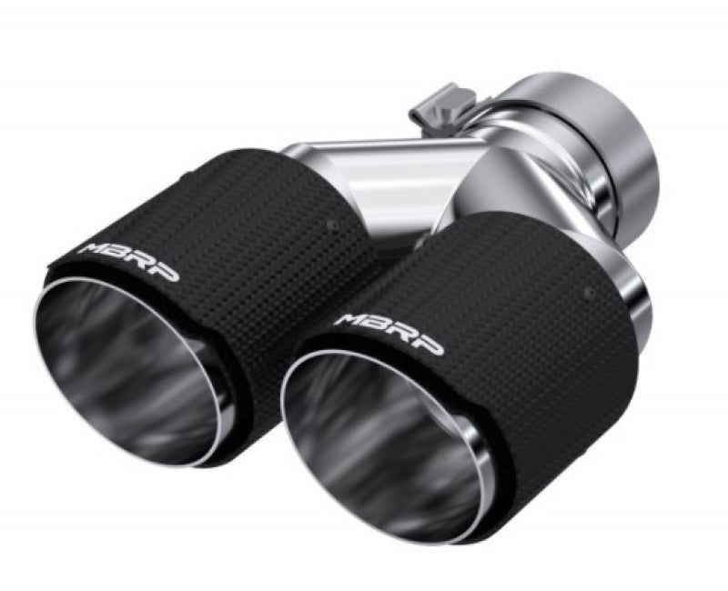 MBRP, Embout d'échappement MBRP 3in ID / Dual 4in OD Out Staggered L 9.87in / R 9.37in Dual Wall Carbon Fiber Univ Exhaust Tip