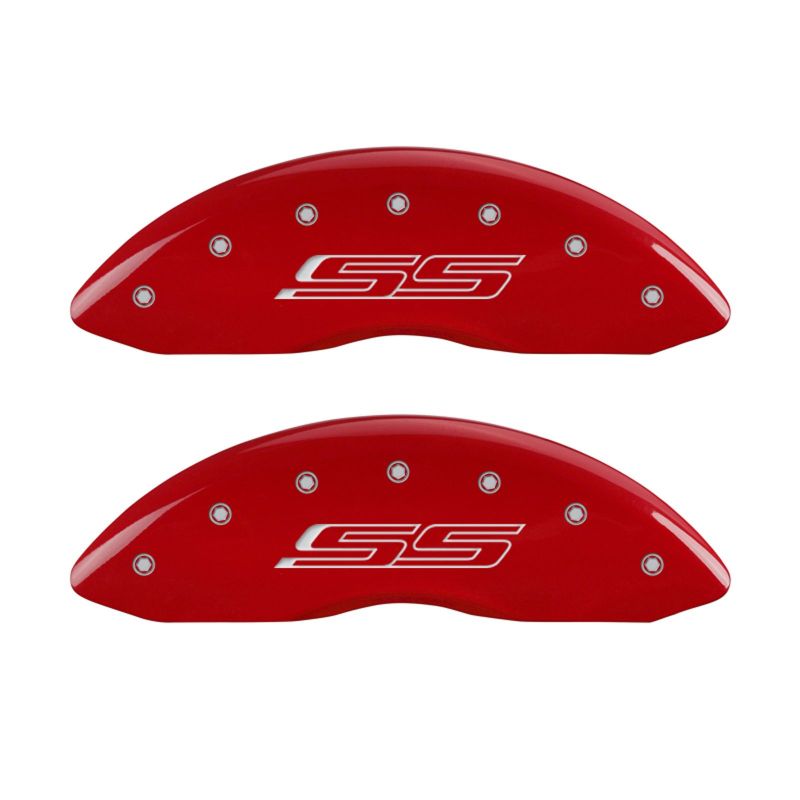 MGP, MGP 4 Caliper Covers Engraved Front & Rear Gen 5/SS Red finish silver ch