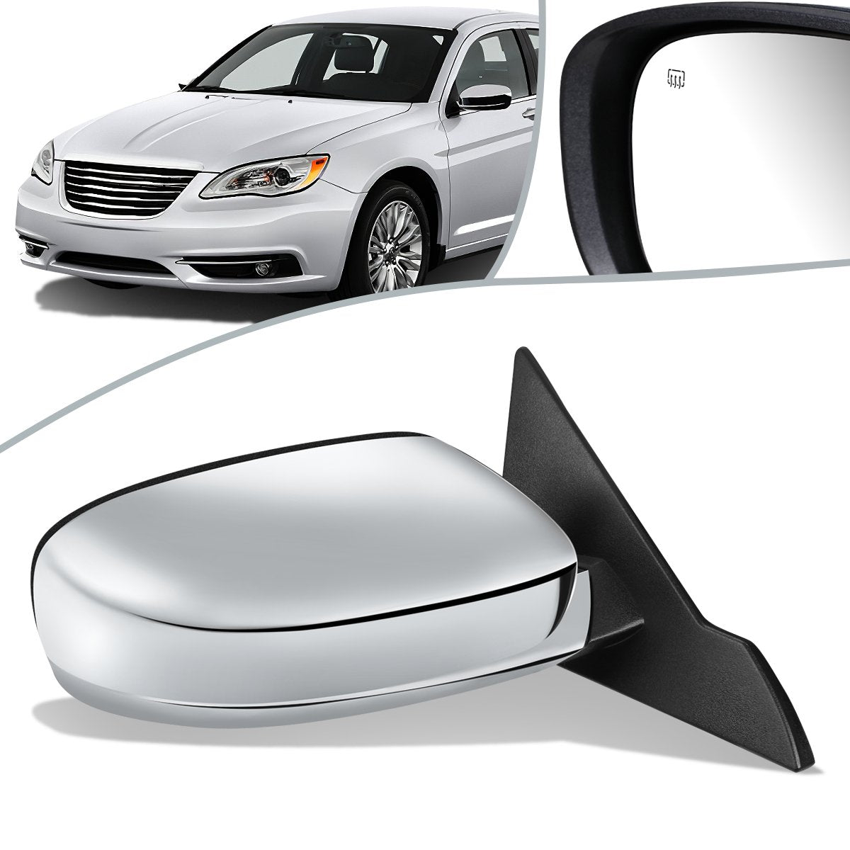 CAAP, Miroir latéral chauffant chromé (droit) 11-13 Chrysler 200