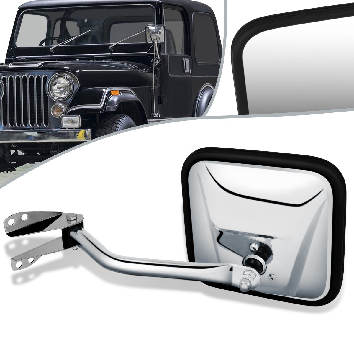 CAAP, Rétroviseur manuel (gauche) 60-86 Jeep CJ3/CJ5/CJ5A/CJ6/CJ7/Scrambler